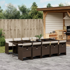 vidaXL 11 részes barna polyrattan kerti ülőgarnitúra párnákkal kerti bútor