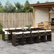 vidaXL 11 részes barna polyrattan kerti ülőgarnitúra párnákkal kerti bútor