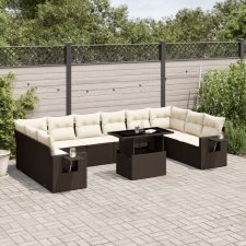 vidaXL 11 részes barna polyrattan kerti ülőgarnitúra párnákkal kerti bútor