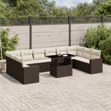 vidaXL 11 részes barna polyrattan kerti ülőgarnitúra párnákkal kerti bútor