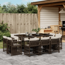 vidaXL 11 részes barna polyrattan kerti ülőgarnitúra párnákkal kerti bútor