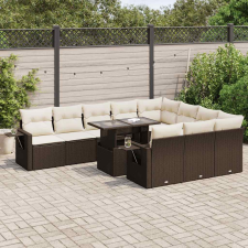 vidaXL 11 részes barna polyrattan kerti ülőgarnitúra párnákkal kerti bútor