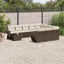 vidaXL 11 részes barna polyrattan kerti ülőgarnitúra párnákkal kerti bútor