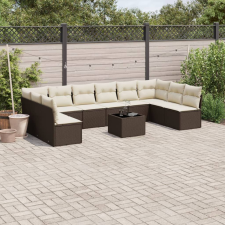 vidaXL 11 részes barna polyrattan kerti ülőgarnitúra párnákkal kerti bútor