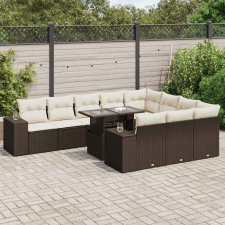 vidaXL 11 részes barna polyrattan kerti ülőgarnitúra párnákkal kerti bútor