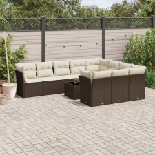 vidaXL 11 részes barna polyrattan kerti ülőgarnitúra párnákkal kerti bútor
