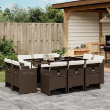 vidaXL 11 részes barna polyrattan kerti ülőgarnitúra párnákkal kerti bútor