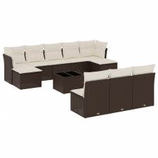 vidaXL 11 részes barna polyrattan kerti ülőgarnitúra párnákkal (3218303) kerti bútor