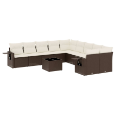 vidaXL 11 részes barna polyrattan kerti ülőgarnitúra párnákkal (3253060) kerti bútor