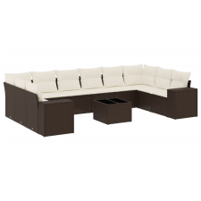 vidaXL 11 részes barna polyrattan kerti ülőgarnitúra párnákkal (3255420) kerti bútor