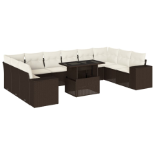 vidaXL 11 részes barna polyrattan kerti ülőgarnitúra párnákkal (3269413) kerti bútor