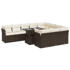 vidaXL 11 részes barna polyrattan kerti ülőgarnitúra párnákkal (3326234) kerti bútor