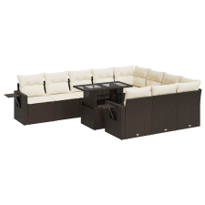 vidaXL 11 részes barna polyrattan kerti ülőgarnitúra párnákkal (3326554) kerti bútor