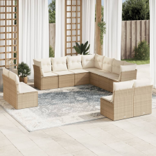 vidaXL 11 részes bézs polyrattan kerti ülőgarnitúra párnákkal kerti bútor