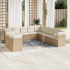 vidaXL 11 részes bézs polyrattan kerti ülőgarnitúra párnákkal kerti bútor