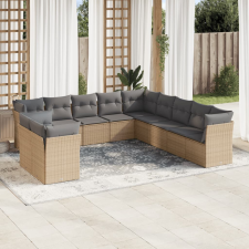 vidaXL 11 részes bézs polyrattan kerti ülőgarnitúra párnákkal kerti bútor
