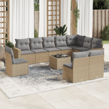 vidaXL 11 részes bézs polyrattan kerti ülőgarnitúra párnákkal kerti bútor