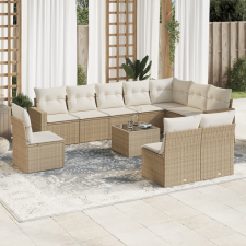 vidaXL 11 részes bézs polyrattan kerti ülőgarnitúra párnákkal kerti bútor