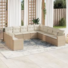 vidaXL 11 részes bézs polyrattan kerti ülőgarnitúra párnákkal kerti bútor