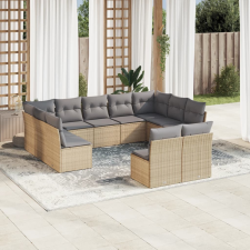 vidaXL 11 részes bézs polyrattan kerti ülőgarnitúra párnákkal kerti bútor
