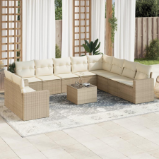 vidaXL 11 részes bézs polyrattan kerti ülőgarnitúra párnákkal kerti bútor