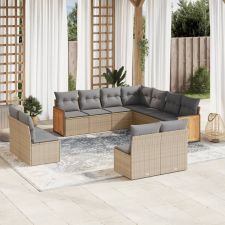 vidaXL 11 részes bézs polyrattan kerti ülőgarnitúra párnákkal kerti bútor