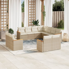 vidaXL 11 részes bézs polyrattan kerti ülőgarnitúra párnákkal kerti bútor