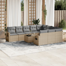 vidaXL 11 részes bézs polyrattan kerti ülőgarnitúra párnákkal kerti bútor