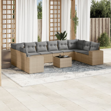 vidaXL 11 részes bézs polyrattan kerti ülőgarnitúra párnákkal kerti bútor