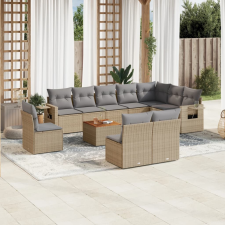 vidaXL 11 részes bézs polyrattan kerti ülőgarnitúra párnákkal kerti bútor