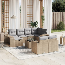 vidaXL 11 részes bézs polyrattan kerti ülőgarnitúra párnákkal kerti bútor
