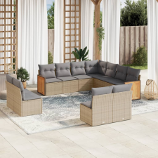 vidaXL 11 részes bézs polyrattan kerti ülőgarnitúra párnákkal kerti bútor