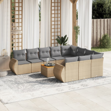vidaXL 11 részes bézs polyrattan kerti ülőgarnitúra párnákkal kerti bútor