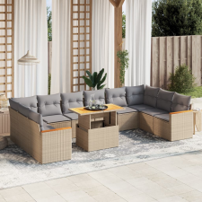 vidaXL 11 részes bézs polyrattan kerti ülőgarnitúra párnákkal kerti bútor