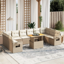 vidaXL 11 részes bézs polyrattan kerti ülőgarnitúra párnákkal kerti bútor