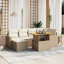 vidaXL 11 részes bézs polyrattan kerti ülőgarnitúra párnákkal kerti bútor