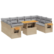 vidaXL 11 részes bézs polyrattan kerti ülőgarnitúra párnákkal kerti bútor