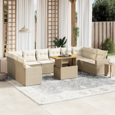 vidaXL 11 részes bézs polyrattan kerti ülőgarnitúra párnákkal kerti bútor
