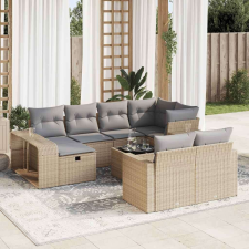 vidaXL 11 részes bézs polyrattan kerti ülőgarnitúra párnákkal kerti bútor