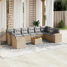 vidaXL 11 részes bézs polyrattan kerti ülőgarnitúra párnákkal kerti bútor
