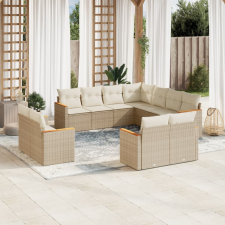 vidaXL 11 részes bézs polyrattan kerti ülőgarnitúra párnákkal kerti bútor