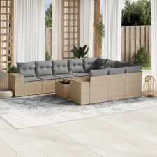 vidaXL 11 részes bézs polyrattan kerti ülőgarnitúra párnákkal kerti bútor