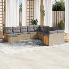 vidaXL 11 részes bézs polyrattan kerti ülőgarnitúra párnákkal kerti bútor