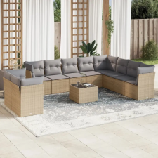 vidaXL 11 részes bézs polyrattan kerti ülőgarnitúra párnákkal kerti bútor