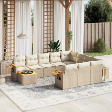 vidaXL 11 részes bézs polyrattan kerti ülőgarnitúra párnákkal kerti bútor