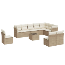 vidaXL 11 részes bézs polyrattan kerti ülőgarnitúra párnákkal (3217808) kerti bútor