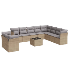 vidaXL 11 részes bézs polyrattan kerti ülőgarnitúra párnákkal (3217869) kerti bútor