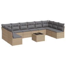 vidaXL 11 részes bézs polyrattan kerti ülőgarnitúra párnákkal (3218099) kerti bútor