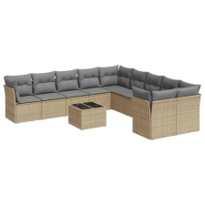 vidaXL 11 részes bézs polyrattan kerti ülőgarnitúra párnákkal (3218249) kerti bútor