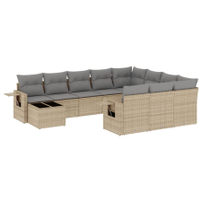 vidaXL 11 részes bézs polyrattan kerti ülőgarnitúra párnákkal (3220728) kerti bútor